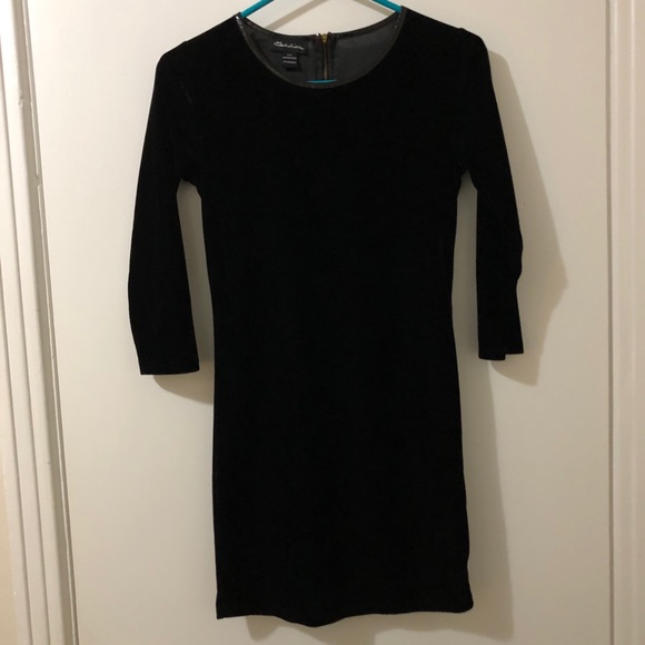 Vintage Black Velvet Cocktail Mini Dress - Picture 2 of 6